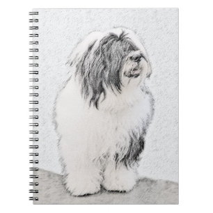 Beared Collie Teckning - Cute Original Hund Art Anteckningsbok