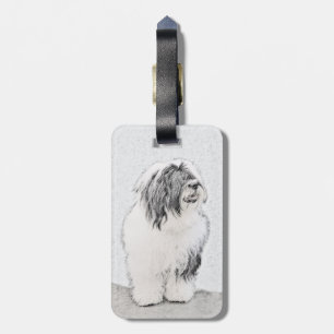 Beared Collie Teckning - Cute Original Hund Art Bagagebricka