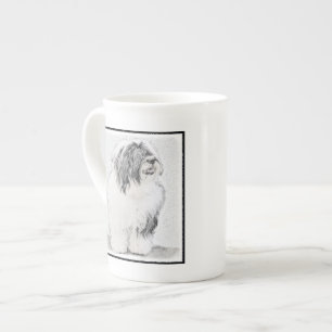 Beared Collie Teckning - Cute Original Hund Art Benporslin Mugg
