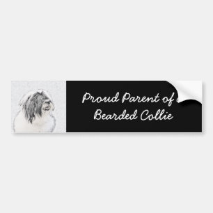 Beared Collie Teckning - Cute Original Hund Art Bildekal