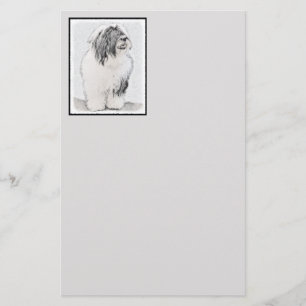 Beared Collie Teckning - Cute Original Hund Art Brevpapper