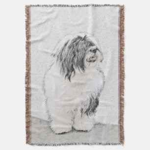 Beared Collie Teckning - Cute Original Hund Art Filt