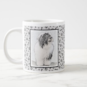 Beared Collie Teckning - Cute Original Hund Art Jumbo Mugg