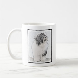 Beared Collie Teckning - Cute Original Hund Art Kaffemugg