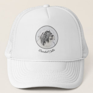 Beared Collie Teckning - Cute Original Hund Art Keps