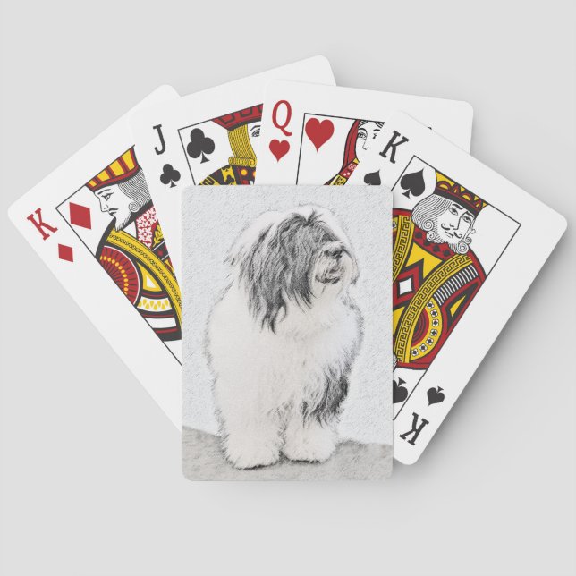 Beared Collie Teckning - Cute Original Hund Art Kortlek (Baksidan)