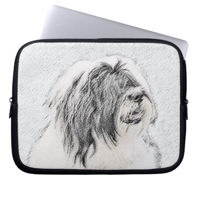 Beared Collie Teckning - Cute Original Hund Art Laptop Fodral (Framsidan)