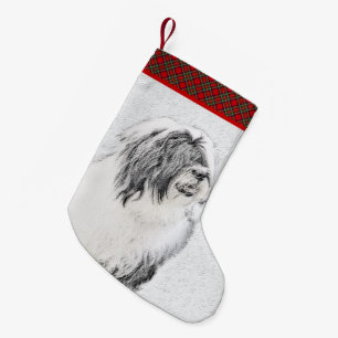 Beared Collie Teckning - Cute Original Hund Art Liten Julstrumpa