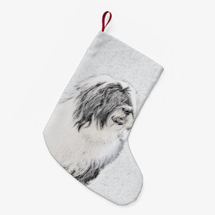 Beared Collie Teckning - Cute Original Hund Art Liten Julstrumpa