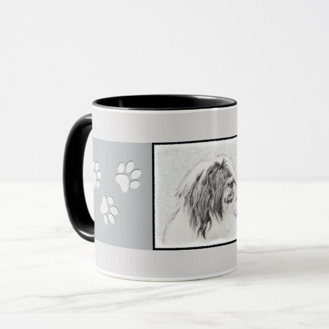 Beared Collie Teckning - Cute Original Hund Art Mugg (Framsida vänster)