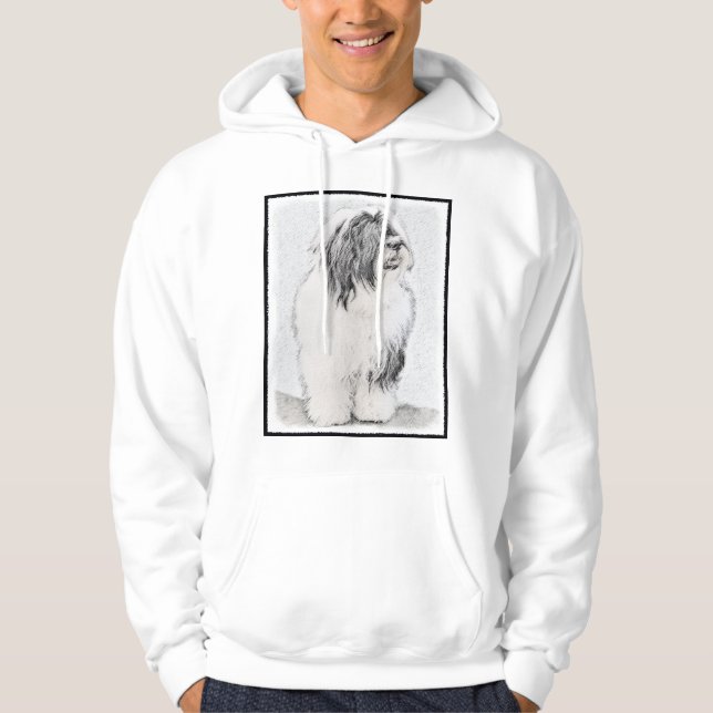 Beared Collie Teckning - Cute Original Hund Art Munkjacka (Framsida)