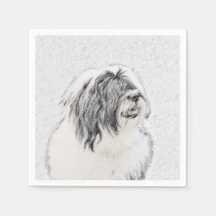 Beared Collie Teckning - Cute Original Hund Art Pappersservett