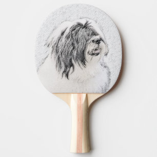 Beared Collie Teckning - Cute Original Hund Art Pingisracket