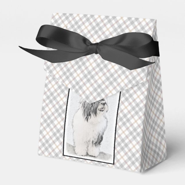 Beared Collie Teckning - Cute Original Hund Art Presentaskar (Framsidan Sidan)