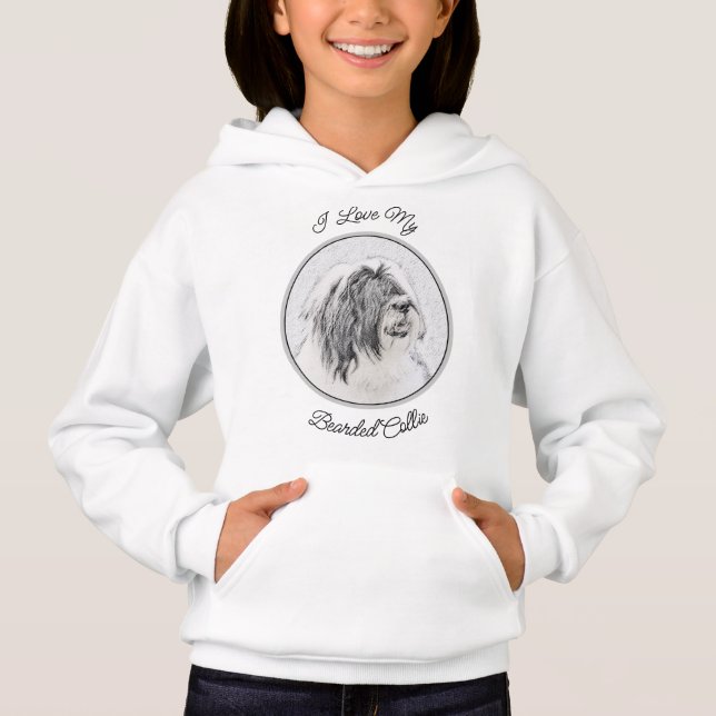 Beared Collie Teckning - Cute Original Hund Art T Shirt (Framsida)