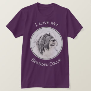 Beared Collie Teckning - Cute Original Hund Art T Shirt