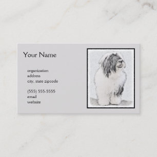 Beared Collie Teckning - Cute Original Hund Art Visitkort