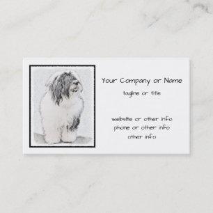 Beared Collie Teckning - Cute Original Hund Art Visitkort