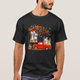 Beared Collie Wearing Bunny Ear Red Lastbil med Eg T Shirt