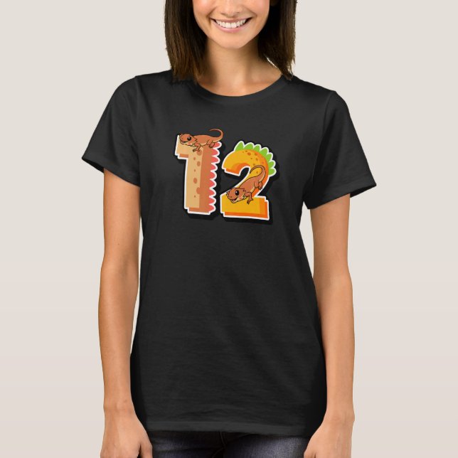 Beared Dragon 12:e Birthday Reptile Animal Graph T Shirt (Framsida)