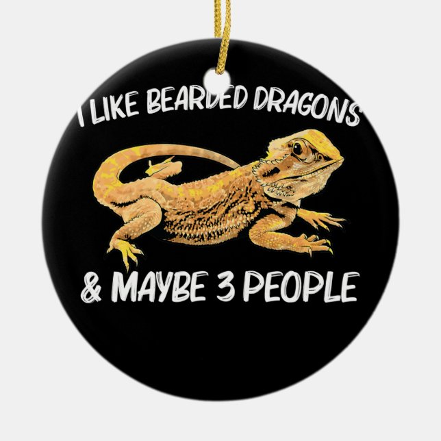 Beared Dragon Gift För manar Women Pogona Lizard Julgransprydnad Keramik (Framsidan)