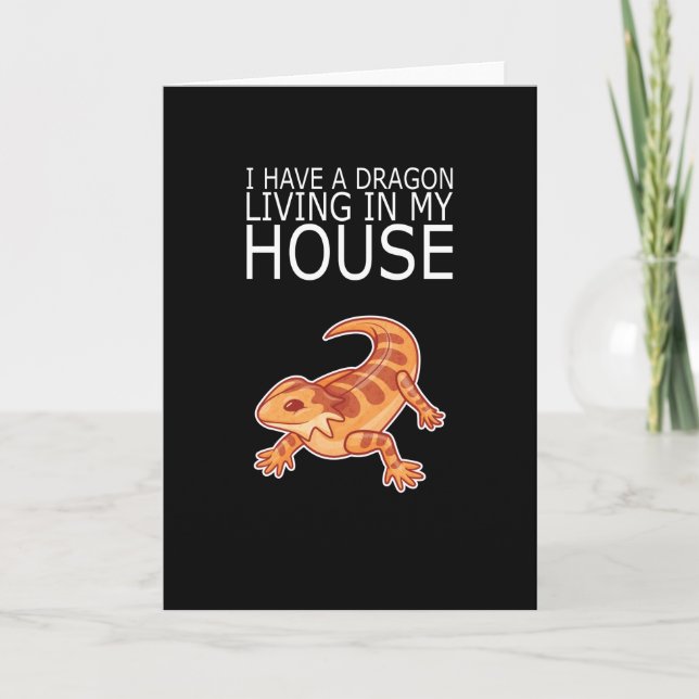 Beared Dragon LIVING MY HOUSE Lizard Reptil Gift Kort (Framsida)