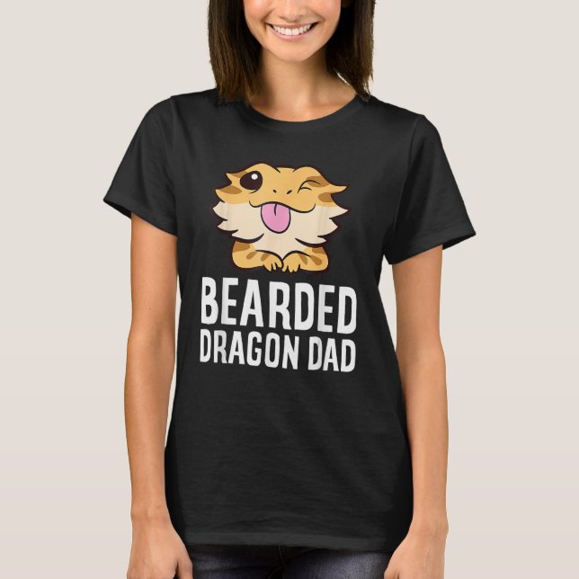 Beared Dragon Pappa Reptile Lizard Pappa Mamma T Shirt (Framsida)