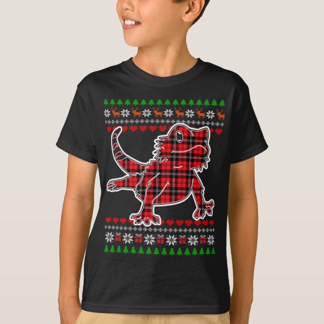 Beared Dragon Play Ugly jul Pajama Cute X- T Shirt (Framsida)