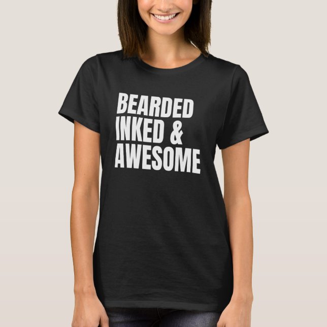 BEARED INKED & FANTASTISK Tattooed Pappa Far Da T Shirt (Framsida)