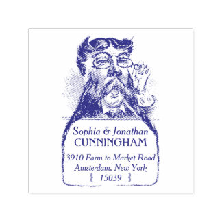 Beared Man Self Bläck Returadress Frimärke Självfärgande Stämpel