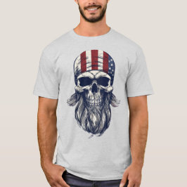 Beared Skull Patriotic American Football Shirt T Shirt