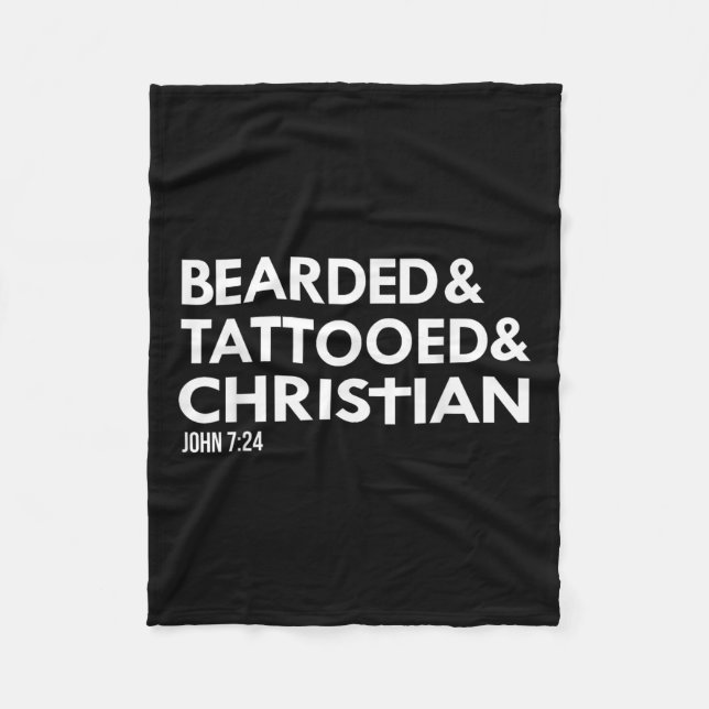Beared Tattooed Christian Funny Beard Tattoo Tats Fleecefilt (Framsidan)