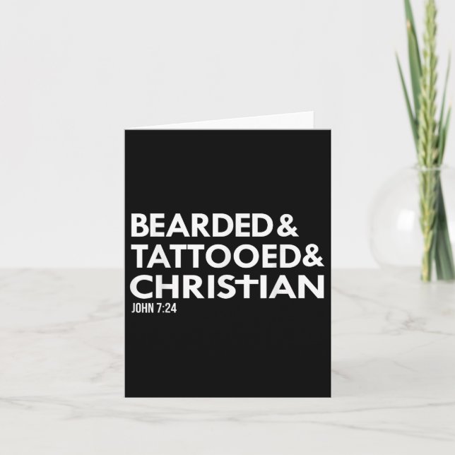 Beared Tattooed Christian Funny Beard Tattoo Tats Kort (Framsida)