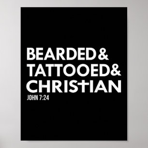 Beared Tattooed Christian Funny Beard Tattoo Tats Poster