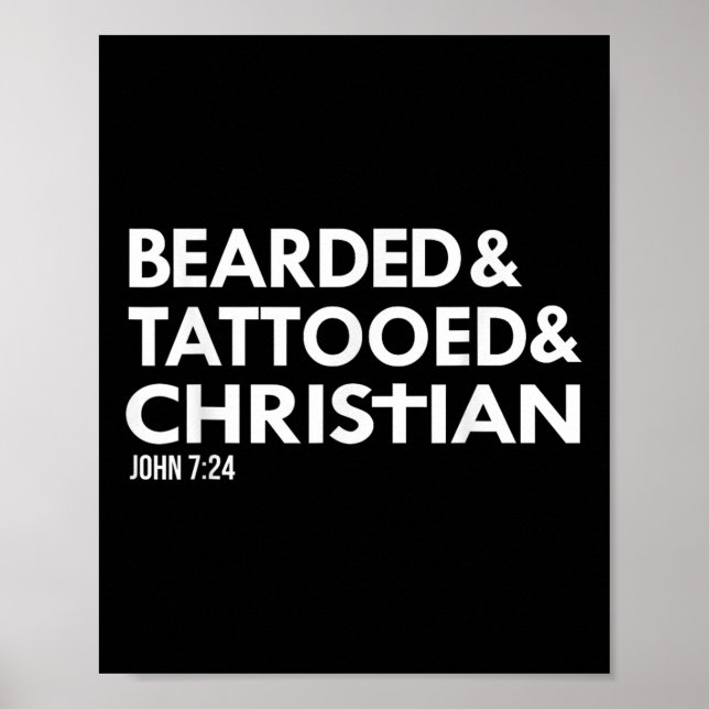 Beared Tattooed Christian Funny Beard Tattoo Tats Poster (Framsidan)