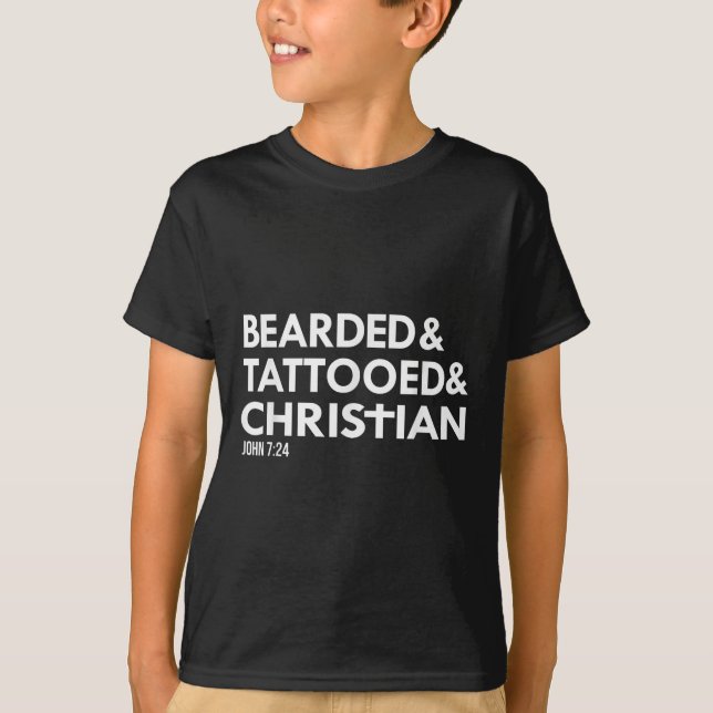 Beared Tattooed Christian Funny Beard Tattoo Tats T Shirt (Framsida)