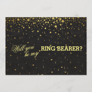 Bearer-inbjudan till bröllop Guld Confetti Ring Inbjudningar