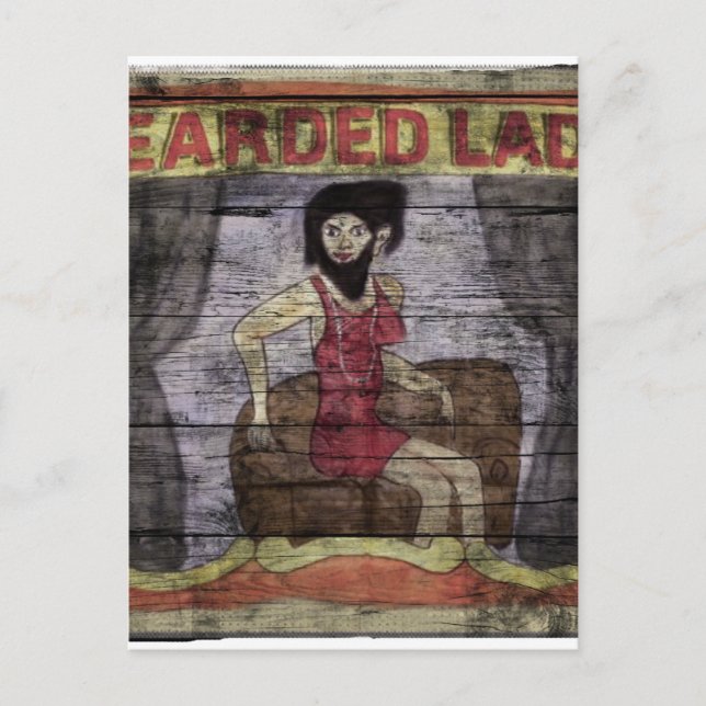 Bearged Dam Vintage Canival Banner Vykort (Framsida)