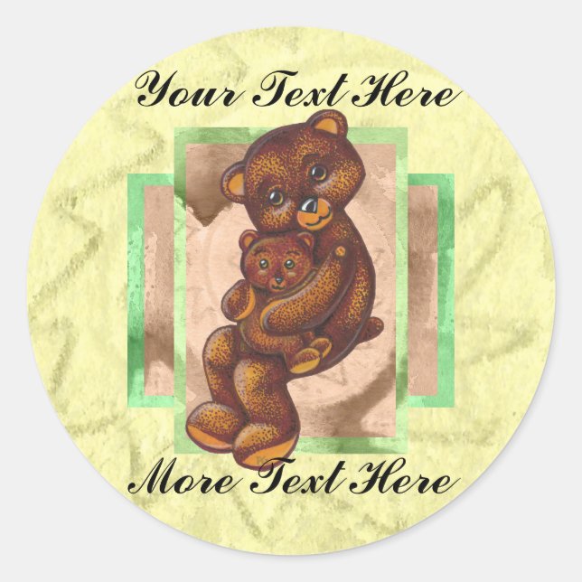 Bearhug Stickers Runt Klistermärke (Framsida)