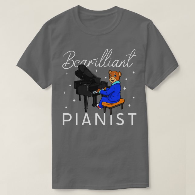 Bearilliant pianist Bear vid piano T Shirt (Design framsida)