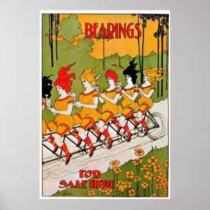Bearings 1896 ~ Vintage Bicycle Annons Poster