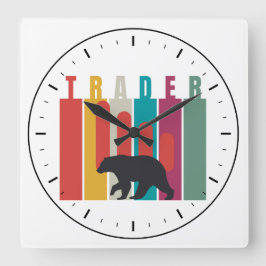 Bearish market | Trader | Simple design Fyrkantig Klocka
