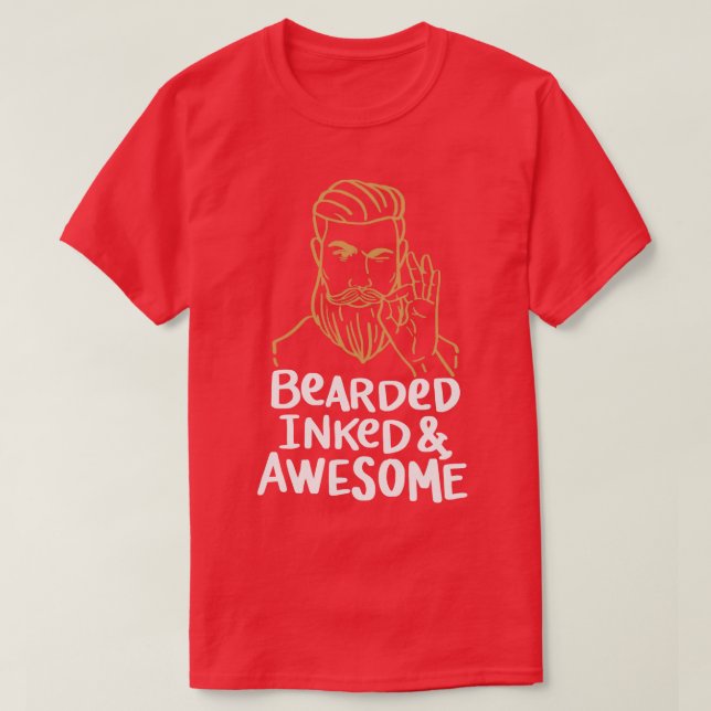 Bearked Inked and Fantastisk Beard Beard Beard Car T Shirt (Design framsida)