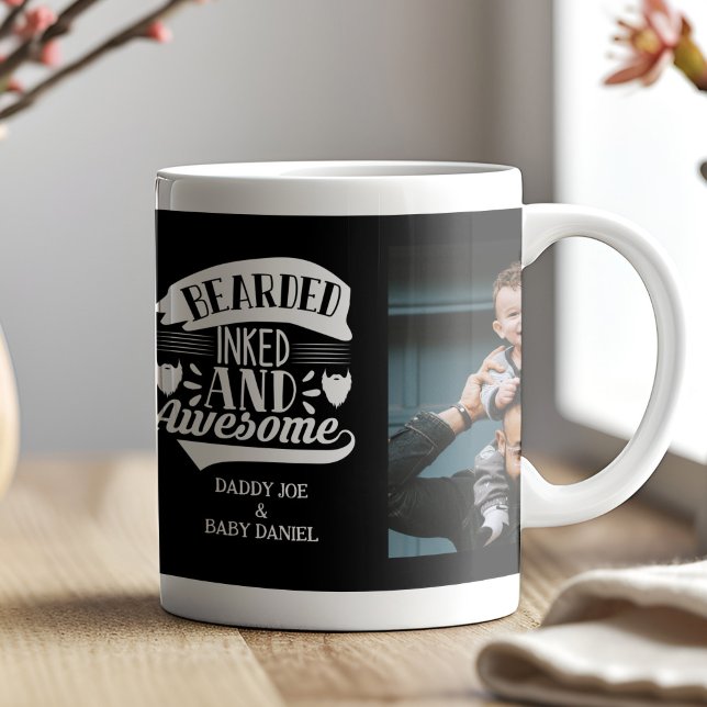 Bearked Inked Fantastisk 2 Photo Personlig Pappa Kaffemugg (Skapare uppladdad)