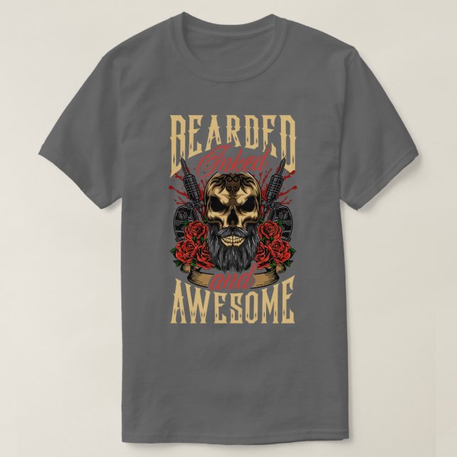 Bearked Inked och Fantastisk Badass Pappa T Shirt (Design framsida)