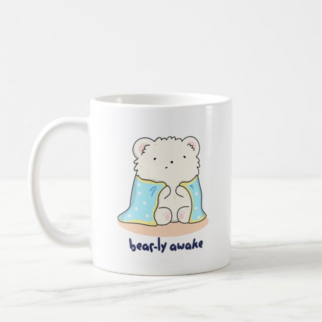 Bearly AVaknyj Sömnig Bear Pun Kaffemugg (Vänster)