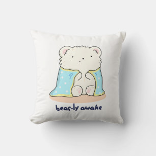 Bearly AVaknyj Sömnig Bear Pun Kudde