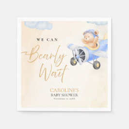 Bearly Wait Baby Shower, flygande björn akvarell Pappersservett