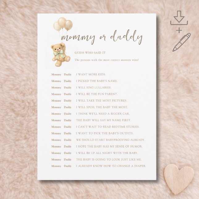 Bearly Wait Baby Shower Gissa Vem Sa Det Kort (Skapare uppladdad)