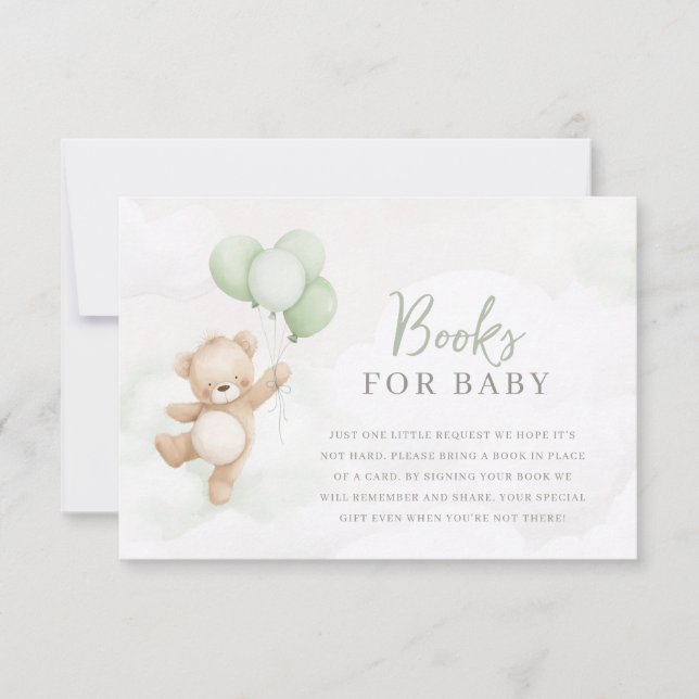 Bearly Wait Baby Shower Sage Bear Books For Baby Inbjudningar (Framsida)